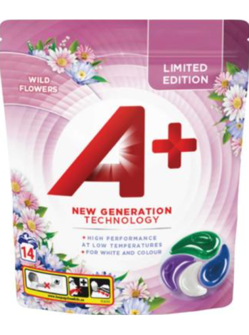 Капсулы для стирки A+ Wild Flowers Дикие цветы для цветного и белого белья 14шт