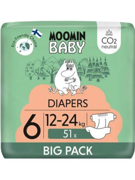 Подгузники Moomin Baby Diapers на липучке 6 - 51 шт 12-24 кг