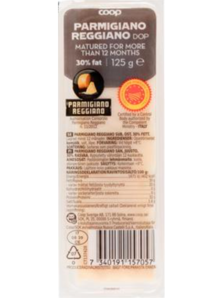 Сыр твердый Пармиджано Реджано Coop Parmigiano Reggiano 125г