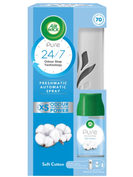 Освежитель воздуха + сменный блок AirWick FM Pure Soft Cotton kone+täyttö 250 мл