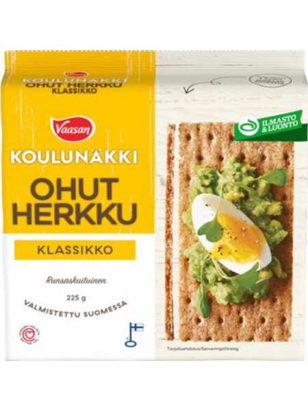 Хлебцы ржаные Vaasan Koulunäkki Ohut herkku Klassikko 225г