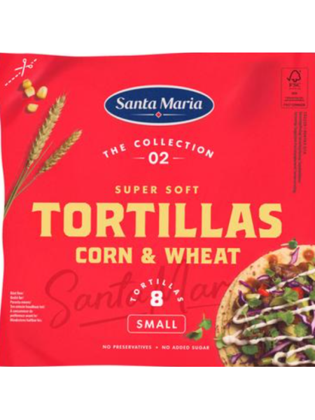 Пшенично-кукурузные лепешки Santa Maria Tortilla Corn & Wheat Small 200г 8шт