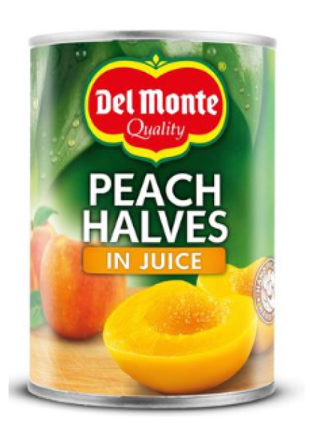 Половинки персиков в собственном соку Del Monte 415 г