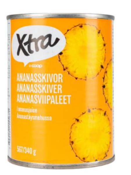 Кольца ананаса в собственном соку Xtra Ananasviipaleet 567 / 340г