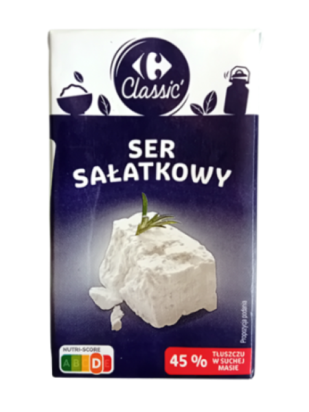 Мягкий белый салатный сыр Carrefour Classic salatijuust 45% 270г