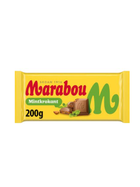 Плиточный шоколад Marabou Mint krokant 200г со вкусом мяты