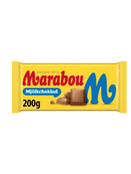 Плиточный шоколад Marabou Mjölkchoklad 200г молочный