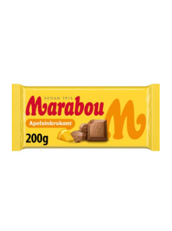Плиточный шоколад Marabou  Apelsinkrokant 200г с апельсином