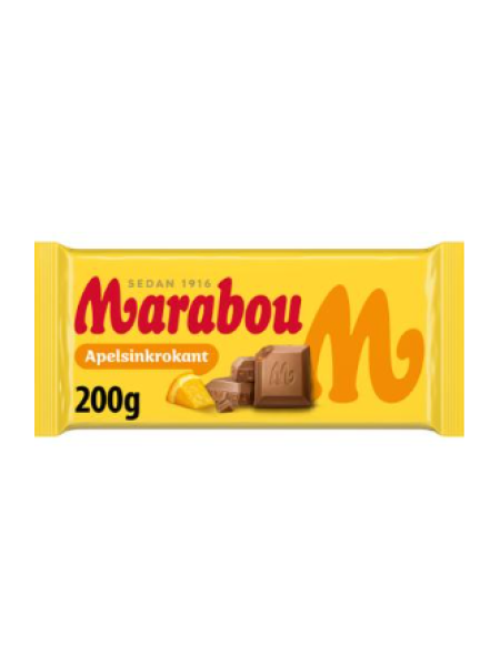 Плиточный шоколад Marabou  Apelsinkrokant 200г с апельсином