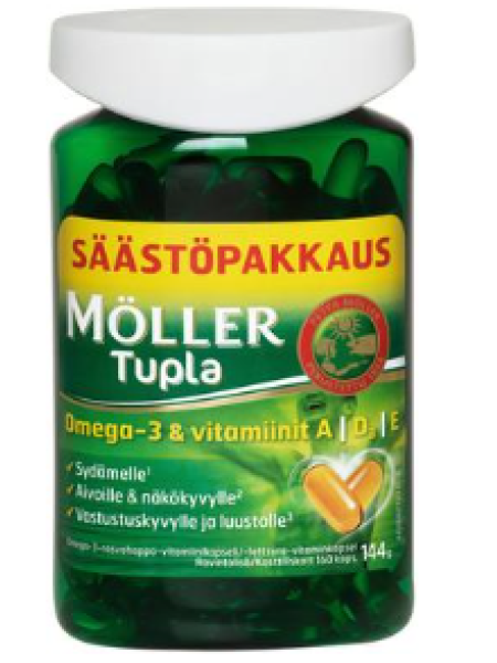 Капсулы Moller Tupla омега-3 витамины A, D и E 160 шт