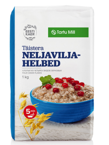 Хлопья цельнозерновые 4 злака Tartu Mill 1кг