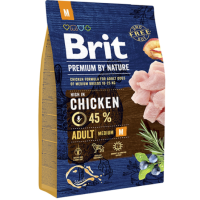 Полнорационный корм с курицей для взрослых собак средних пород BRIT PREMIUM Adult M 3кг