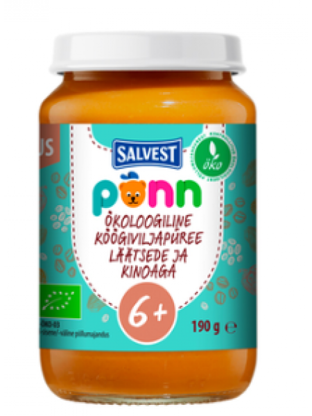  Органическое овощное пюре с чечевицей и киноа PÕNN Salvest 190 г 6+ 190 г