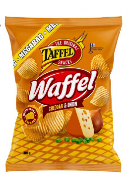 Чипсы картофельные Taffel Waffel cheddar & onion 305г с чеддером и луком 