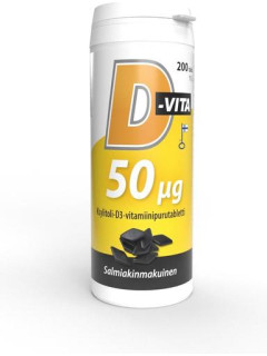 Жевательные таблетки с ксилитом и витамином D3 50 мкг со вкусом мяты D-vita-purutabletti 200 таб