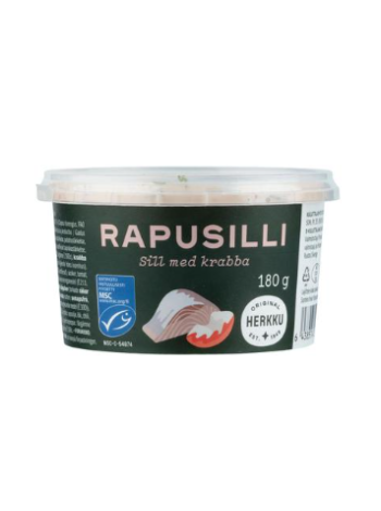 Маринованная сельдь в сливочно-крабовом соусе Herkku rapumarinoitu silli 180г