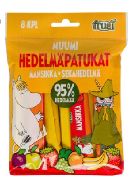 Фруктовые батончики для детей Moomin 120 г 8 шт клубника и ассорти из фруктов