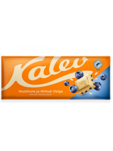 Белый шоколад с кусочками черники и воздушным рисом KALEV 200г