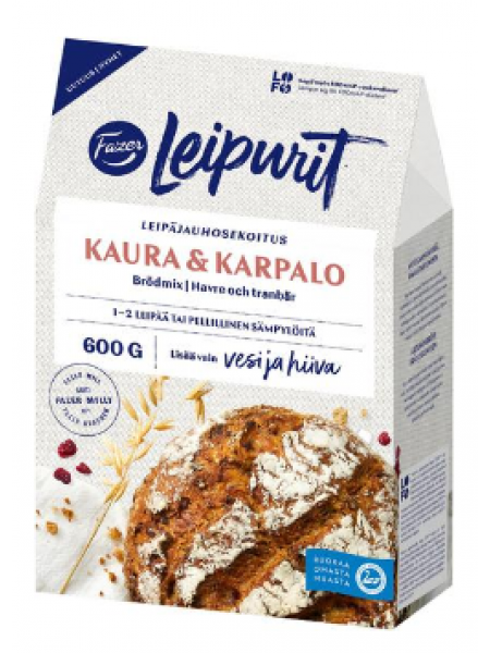 Смесь муки для хлеба  Fazer Leipurit Kaura-karpalo 600г овсянка клюква 