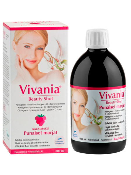 Жидкий препарат Vivania beauty shot с коллагеном 500мл со вкусом красных ягод 