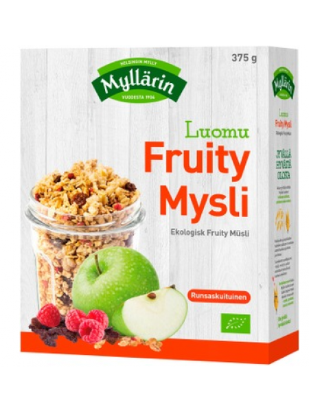 Цельнозерновые мюсли Myllärin Fruity Muesli Organic 375г ягоды фрукты