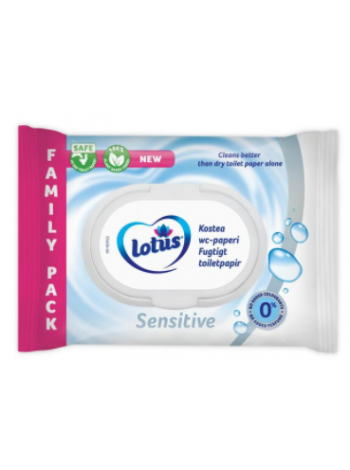 Влажные туалетные салфетки LOTUS Kostea wc-paperi Sensitive 80шт