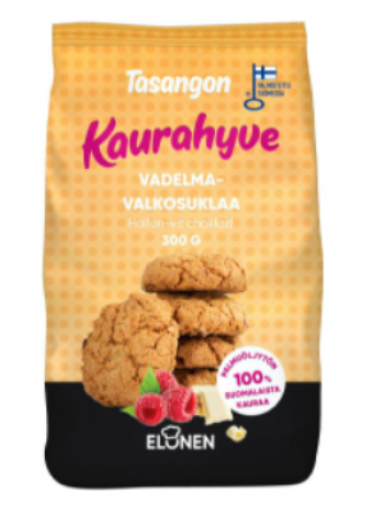 Печенье Tasangon kaurahyve vadelma-valkosuklaapikkuleipä 100% kaura 300г