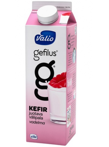 Натуральный кефир Valio Gefilus Kefir Vadelma 1л малина