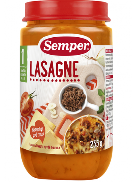 Детское  питание Лазанья Semper Lasagne Alkaen 235 г с 1 года