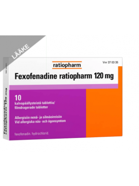 Противоаллергический препарат FEXOFENADINE RATIOPHARM 120 MG 10 таб