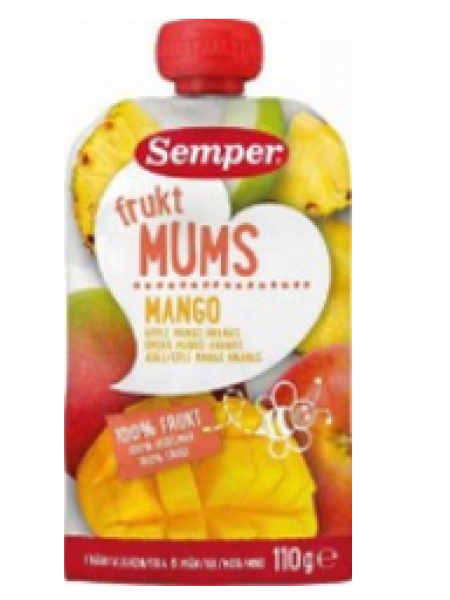 Фруктовое пюре Semper Fruktmums Mango 110г с 6 месев яблоко, манго и ананас 