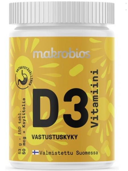 Витамины для костей и зубов Makrobios D3-Vitamiini 50 Mcg 150шт