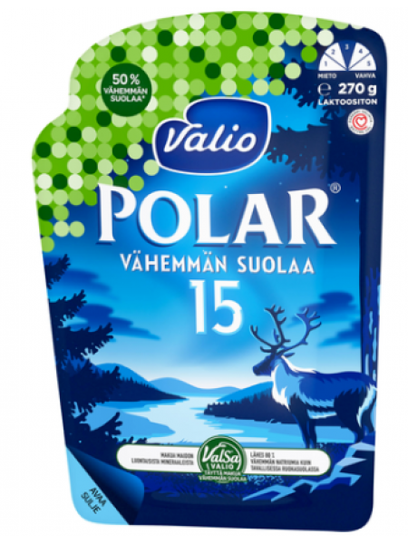 Сыр Valio Polar Vähemmän Suolaa 15% 270г в нарезке