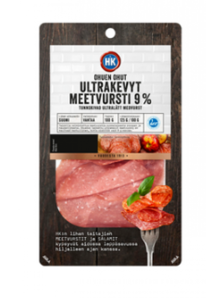 Сервелат HK Ultrakevyt Meetvursti 9% 100г в нарезке без лактозы