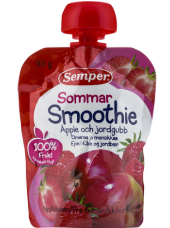 Фруктовое пюре Semper Smoothie Sommar 90 г с 6 месяцев яблоко клубника 