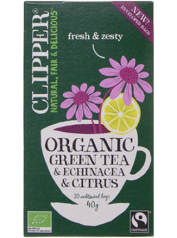 Чай органический зеленый Clipper Green Tea Echinacea Citrus 20шт с эхинацеей и цитрусом 