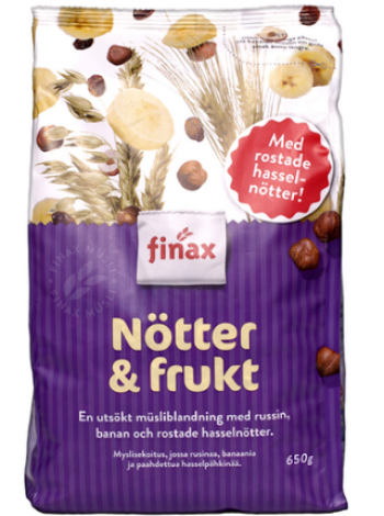 Мюсли Finax Notter Frukt 650г с грецкими орехами и фруктами