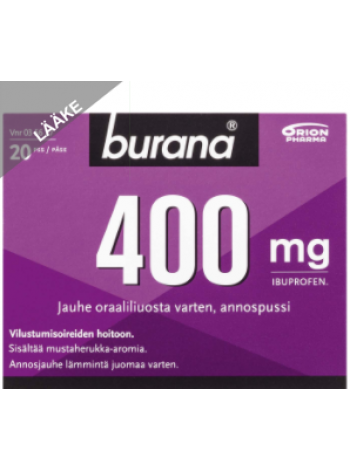 Порошок обезболивающий BURANA JAUHE ORAALILIUOSTA VARTEN 400мг 10шт