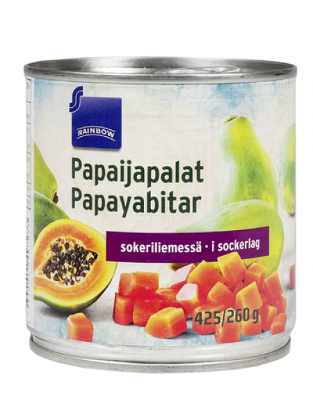 Кусочки папайи в сахарном сиропе Coop papaijapalat sokeriliemessä 425/260г