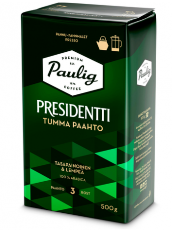 Кофе молотый темный Paulig Presidentti Tumma Paahto 500г