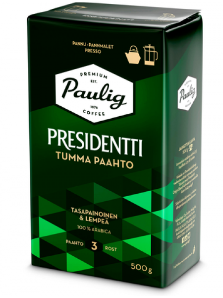 Кофе молотый темный Paulig Presidentti Tumma Paahto 500г