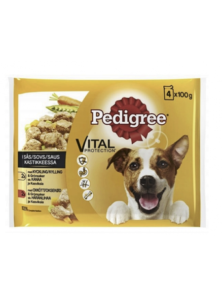 Консервы для собак Pedigree Adult Kanaa & Härkää 4x100г говядина и цыпленок