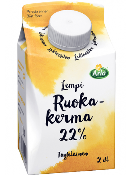 Сливки для приготовления Arla lempi ruokakerma 22% 200мл без лактозы